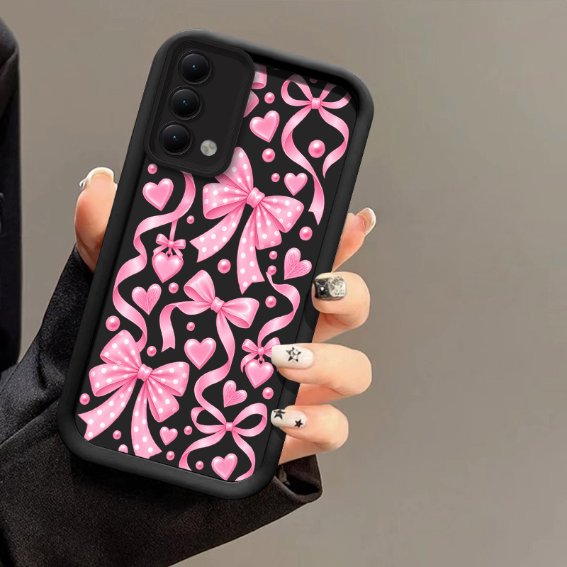 Realme C67 - غطاء هاتف بتصميم زهور وعقدة على
